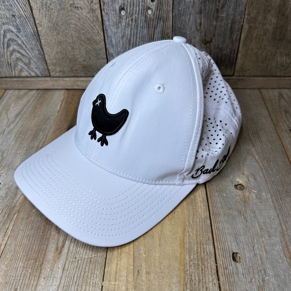 Bad Birdie Golf Hat White Perforated Performance Snapback Bird Logo Cap Mens